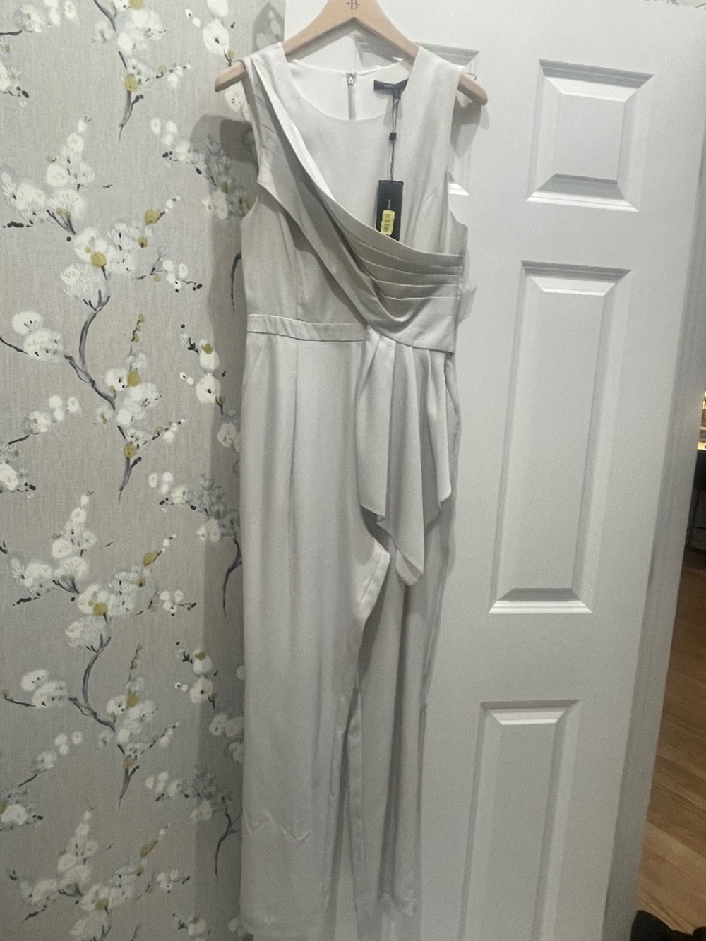 BCBG Long Jumpsuit/Romper, NWT, Light Gray in color. Size 6, NWT.
